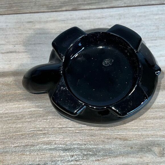 Turtle Figurine Black Glass Paperweight Tortoise Detailed W/ Feet Nautical Sea - Picture 4 of 7